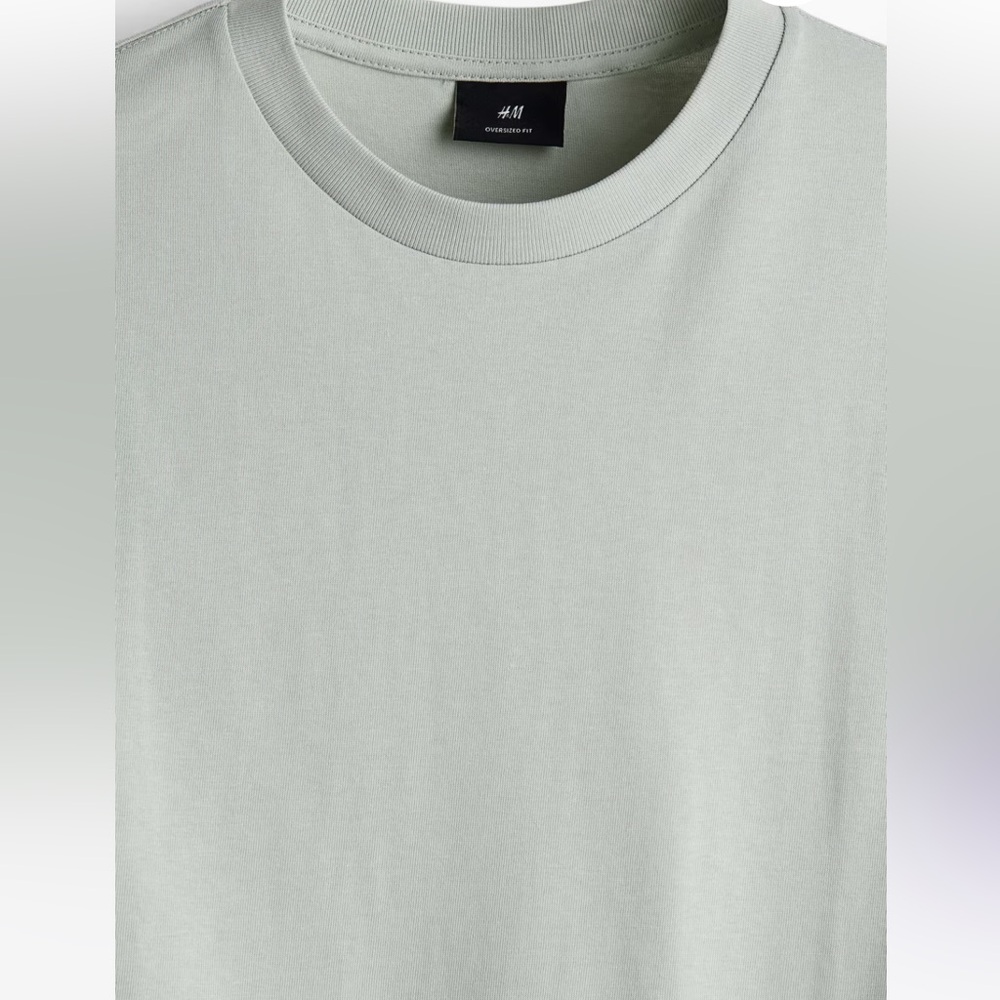 Men's Light Green T-Shirt H&M OVERSIZED-FIT T-SHIRT - Picture 6 of 8